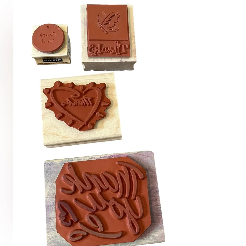 Lot of 10 thank you rubber stamps. Most of the stamps are brand new.
